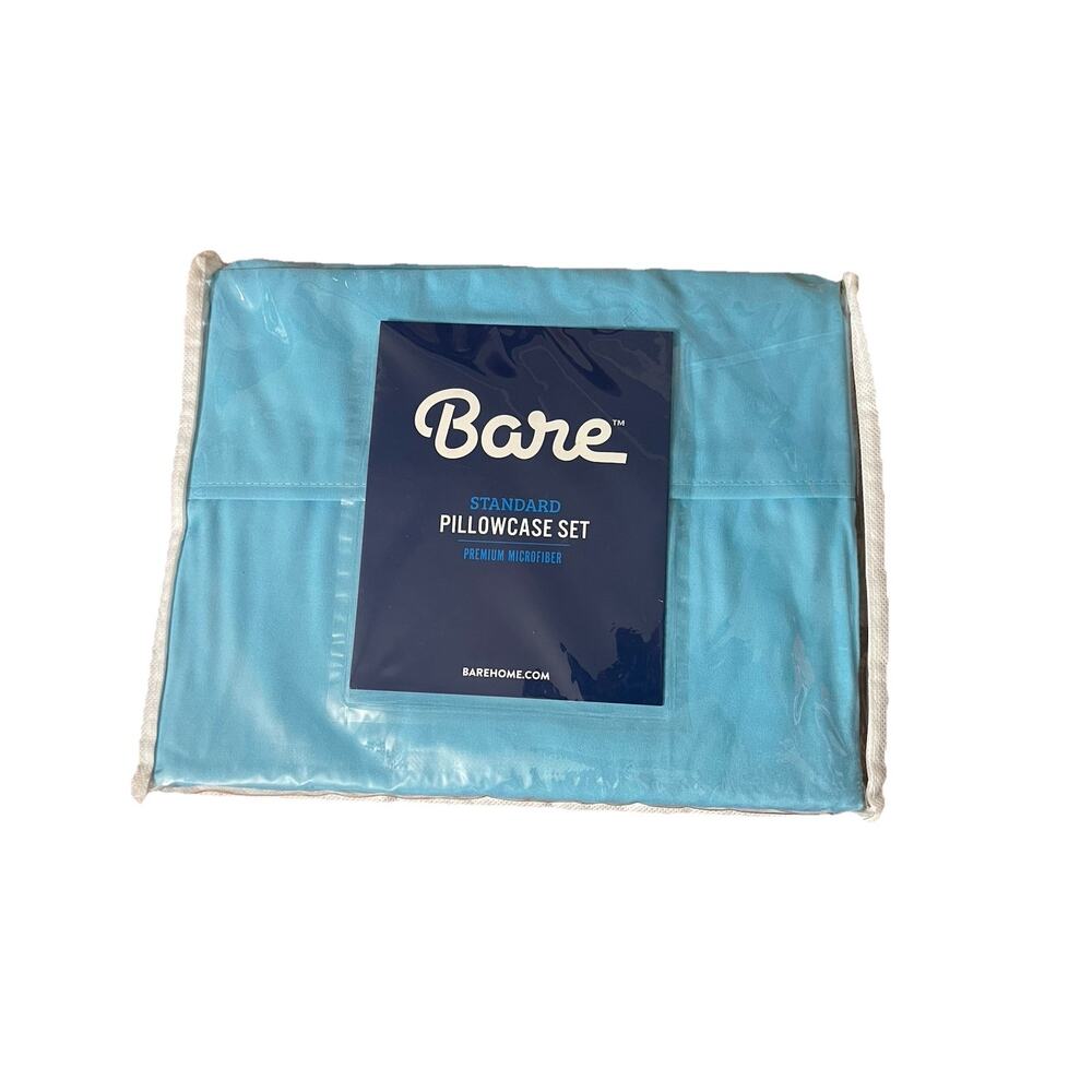 Bare Home Standard Pillowcase Set Aqua Blue Microfiber 2 Pack New